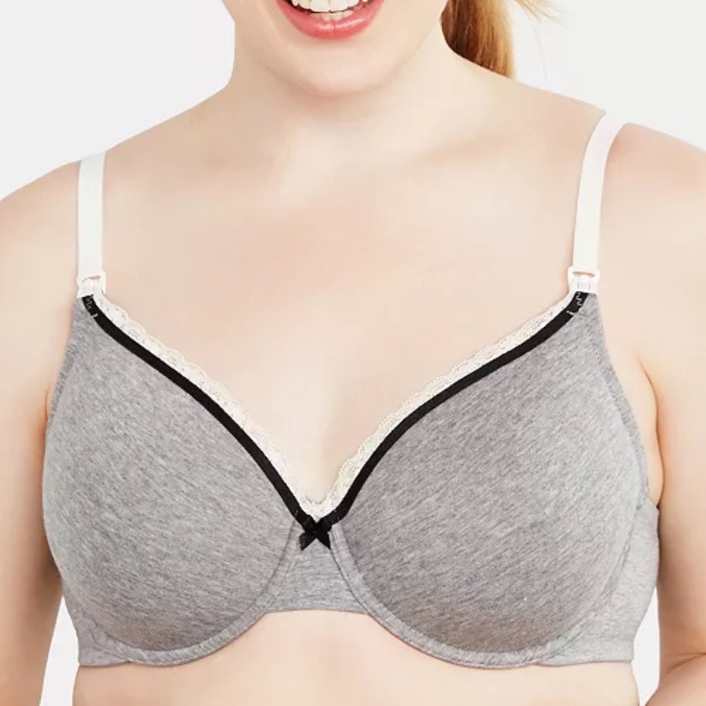NWT Motherhood maternity Nursing Bra Full Coverage Gray-Size 40D